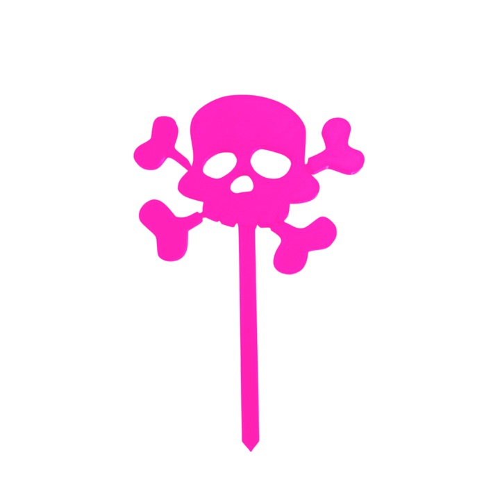 "SKULL STAKE" dekoráció vicces koponya, Halowwen Garden 16,5 x 11 cm világos lila