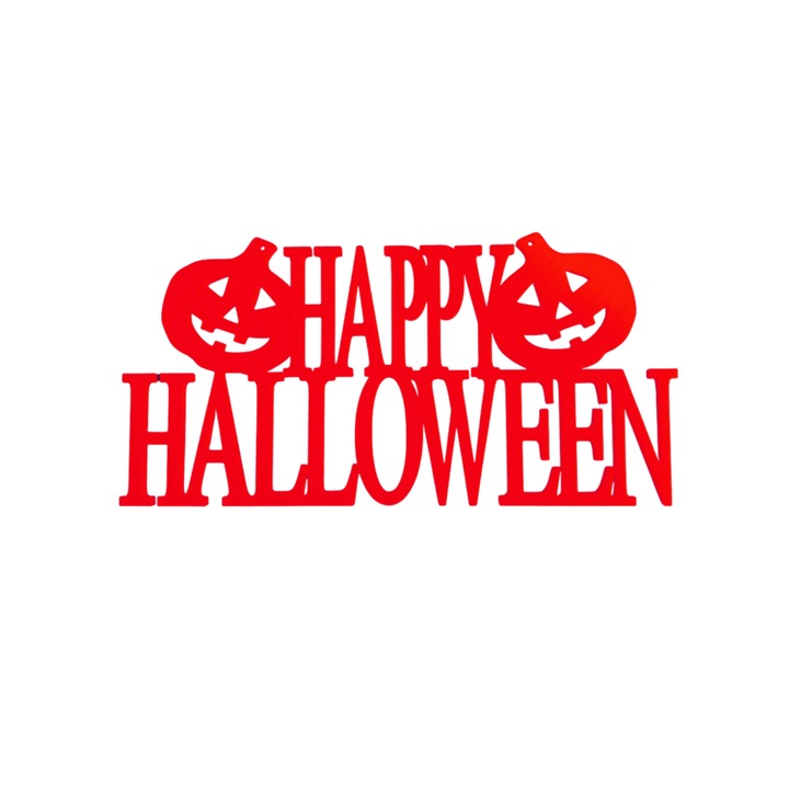 Декорация "HAPPY HALLOWEEN PUMPKINS" усмихнати тикви, тикви нощно парти 9,8 х 20 см червено