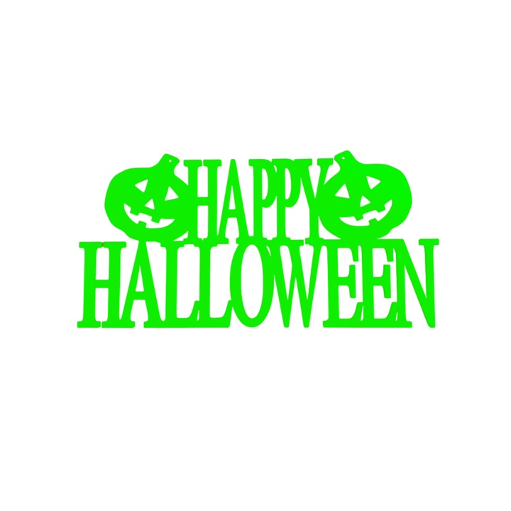 Dekoráció "HAPPY HALLOWEEN PUMPKINS" mosolygós sütőtök, sütőtök éjszakai buli 9,8 x 20 cm zöld