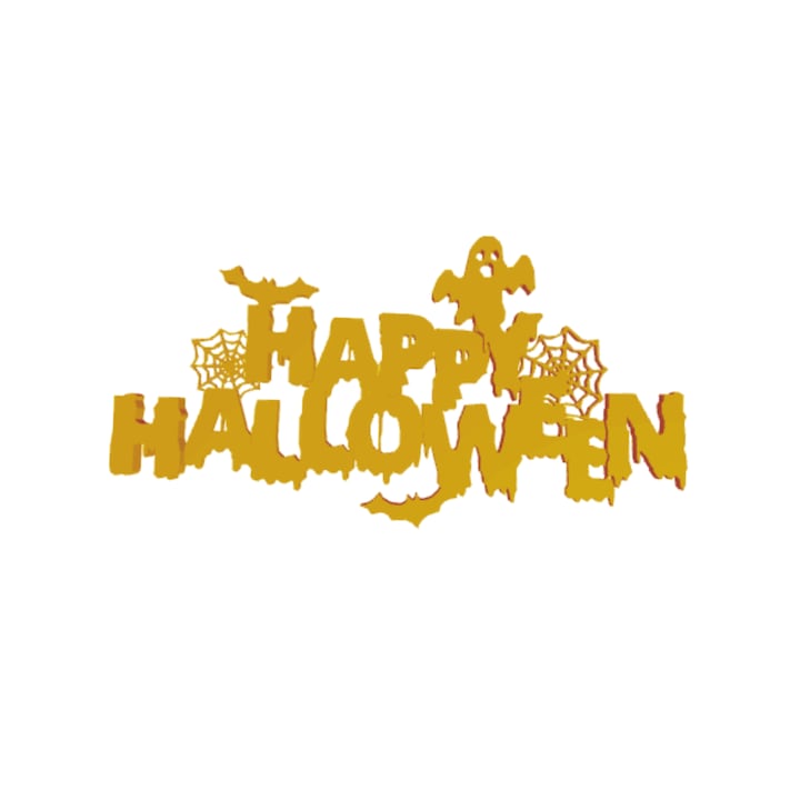 Декорация "HAPPY HALLOWEEN GHOST" забавни призраци, обитавана от духове нощ 19 х 10 см златисто
