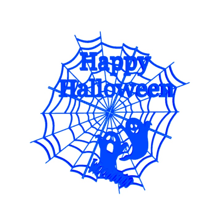 Декорация "HAPPY HALLOWEEN" паяжина и призрак, очарованието на вечерта 18 х 17 см синьо