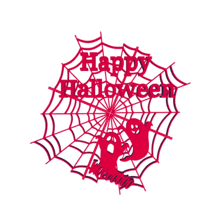 Декорация "HAPPY HALLOWEEN" паяжина и призрак, вечерен чар 18 х 17 см малиново розово