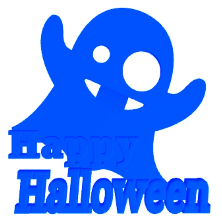 Decoratiune "HAPPY HALOWEEN" the joking ghost, spirit vesel 16 x 16 cm albastru