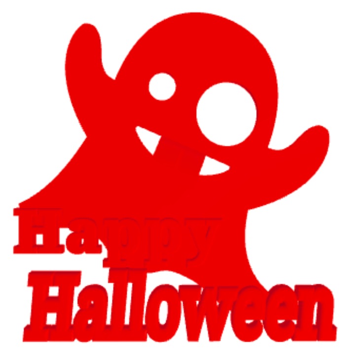 Decoratiune "HAPPY HALOWEEN" the joking ghost, spirit vesel 16 x 16 cm rosu