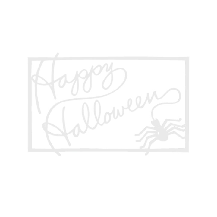 Dekoráció "HAPPY HALLOWEEN" pók jel, pókok találkozása 22 x 14 cm fehér elefántcsont