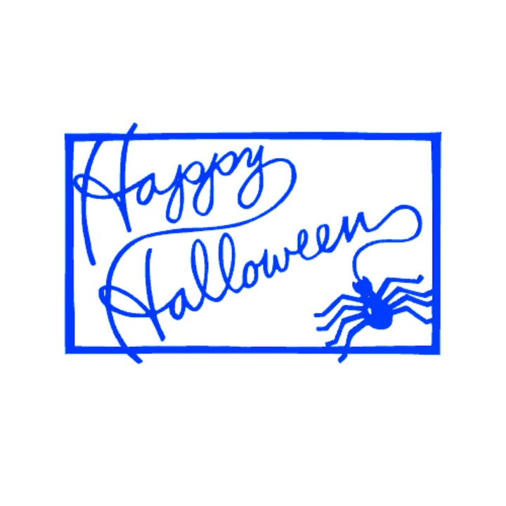 Dekoráció "HAPPY HALLOWEEN" pók jel, a pókok találkozása 22 x 14 cm kék