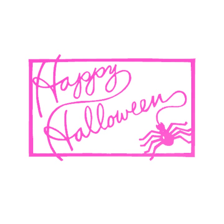 Dekoráció "HAPPY HALLOWEEN" pók jel, pókok találkozása 22 x 14 cm világos lila