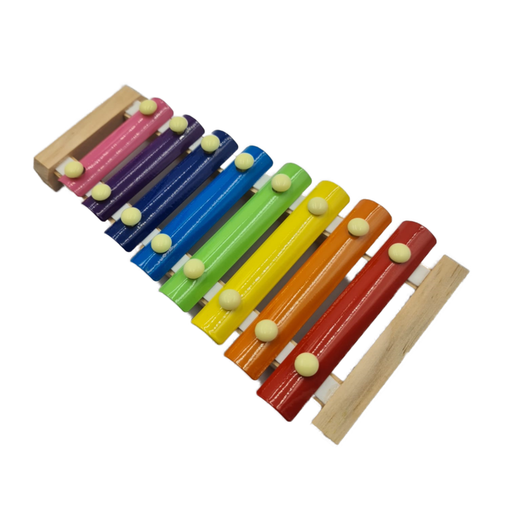Музикален ксилофон за деца, многоцветен, дървена поставка, 24 x 12 см, Dalimag