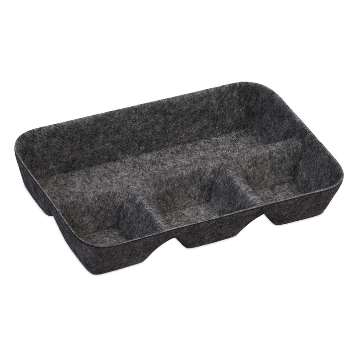 Organizator birou/sertar, antracit, din material textil, 5,5 x 29,5 x 19 cm