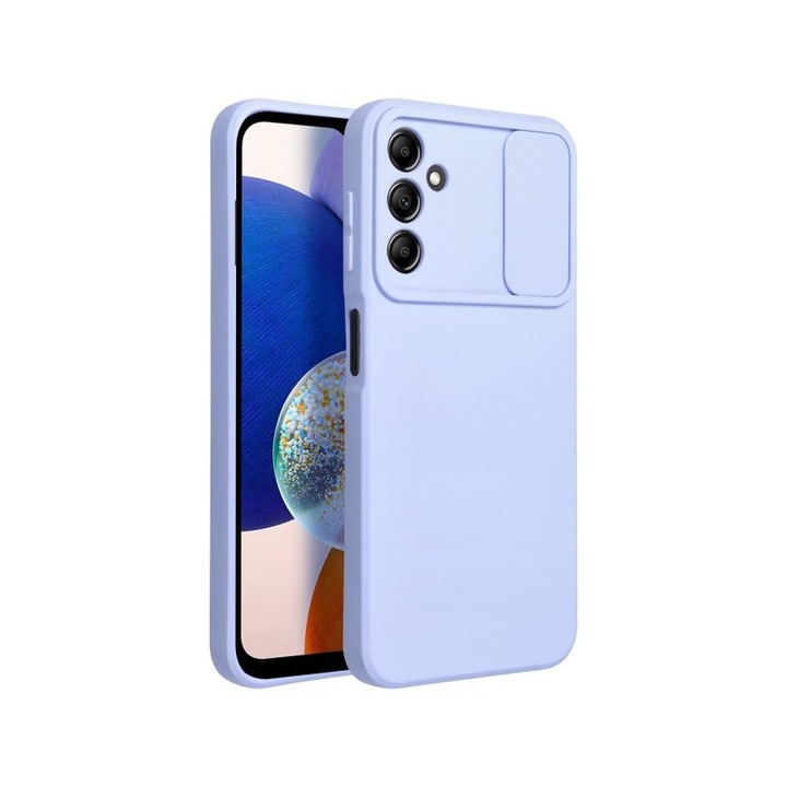 Telefontok Samsung Galaxy A14 4G / LTE (A145) - Slider csúsztatható kameravédős kékeslila szilikon hátlap tok