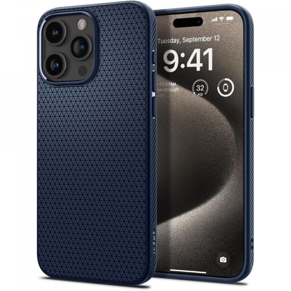 Husa Spigen Liquid Air compatibila cu iPhone 15 Pro Max Navy Blue