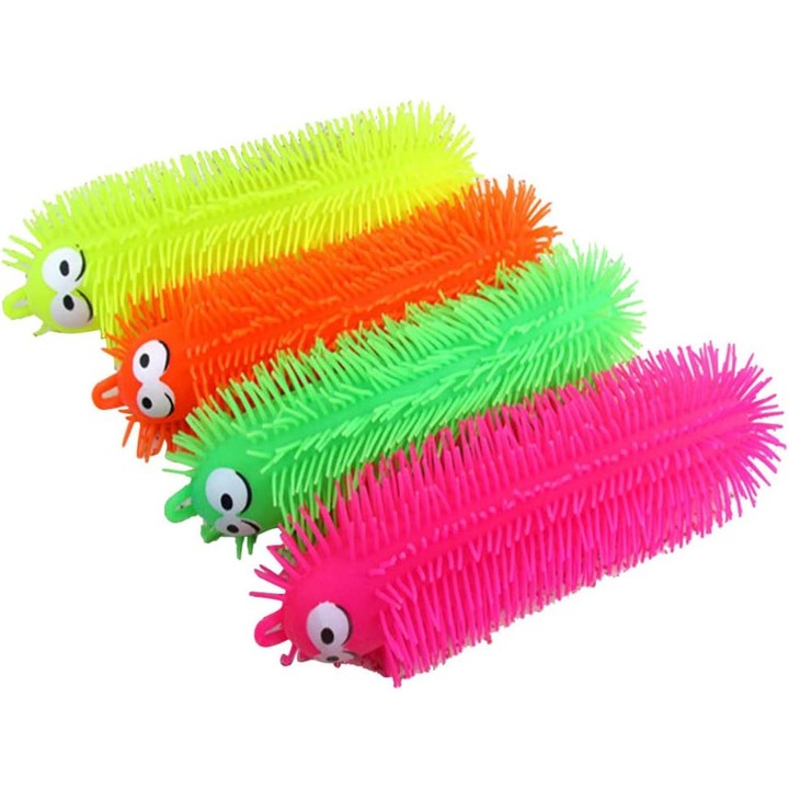 Комплект от 4 антистрес играчки QttvbTna, светещи гъсеници, за деца, многоцветни