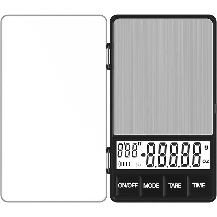 Cantar digital pentru cafea, cu timer, ecran LCD, 0.5g~1Kg, inchidere automata, Cu 2 x baterii AAA, Negru