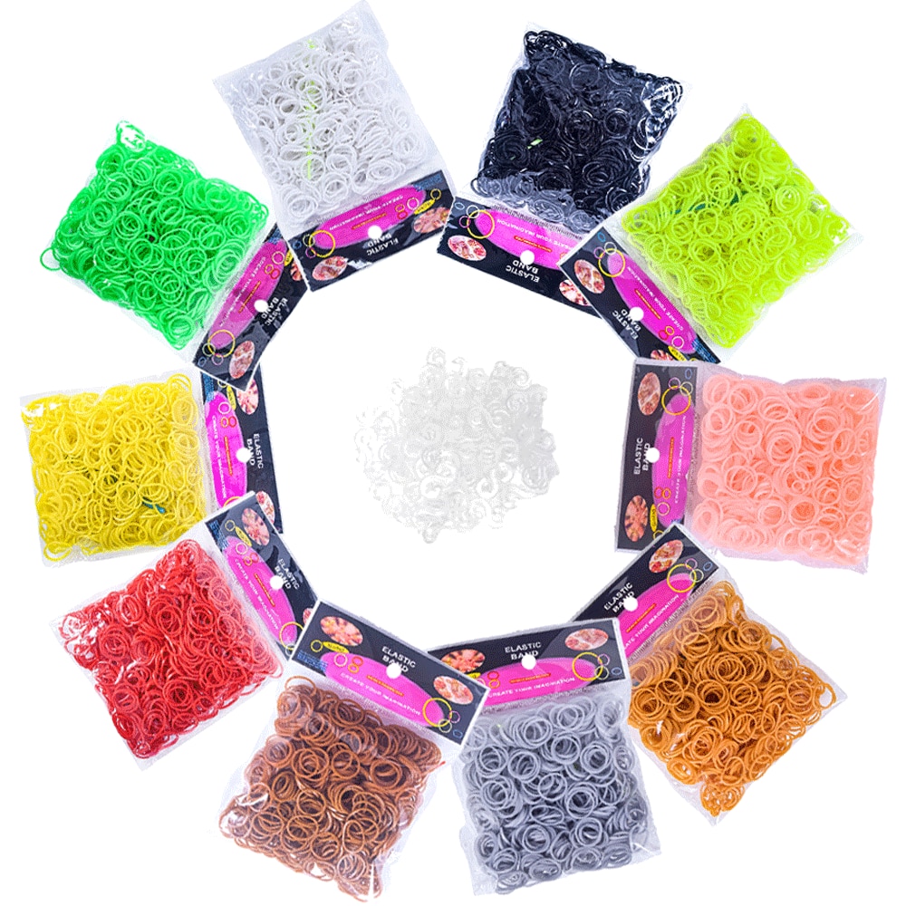 Set de elastice colorate, longziming, 600 elastice, 24 S-buckles