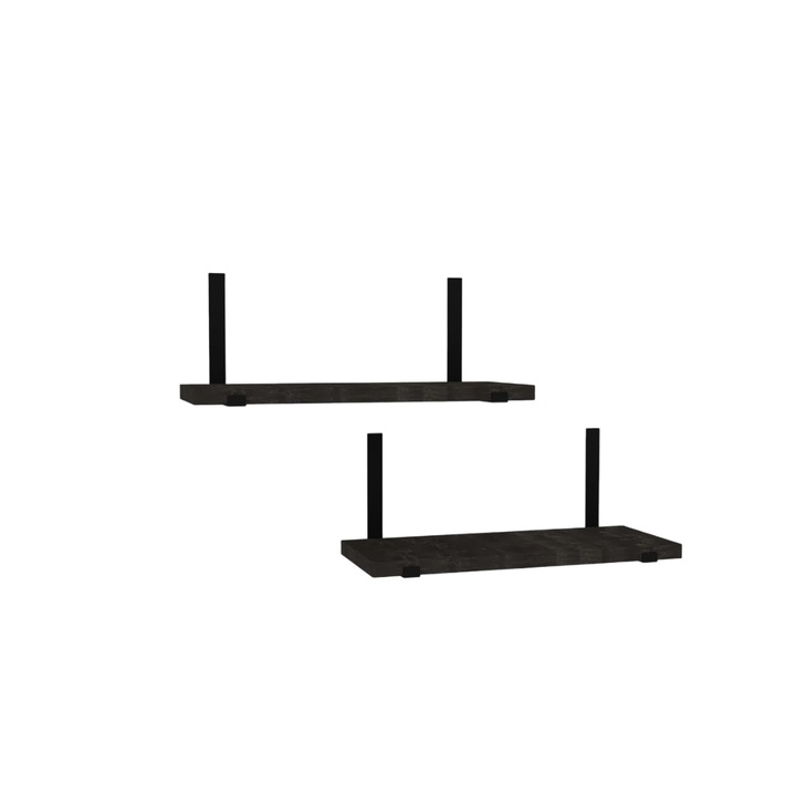 Комплект от 2 стенни рафта, остриета, сиви, 40 x 15 x 15 см