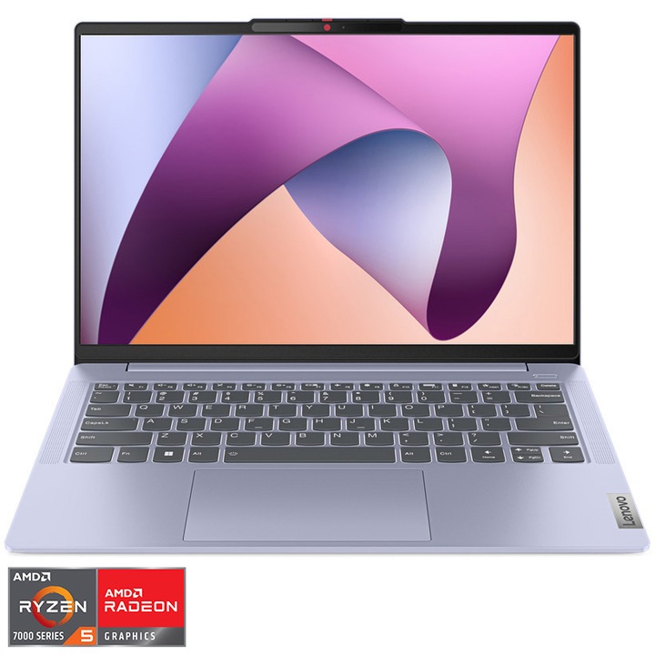 Лаптоп Lenovo IdeaPad Slim 5 14ABR8, AMD Ryzen™ 5 7530U, 14", WUXGA, OLED, 16GB, 1TB SSD, AMD Radeon™ Graphics, No OS, Violet