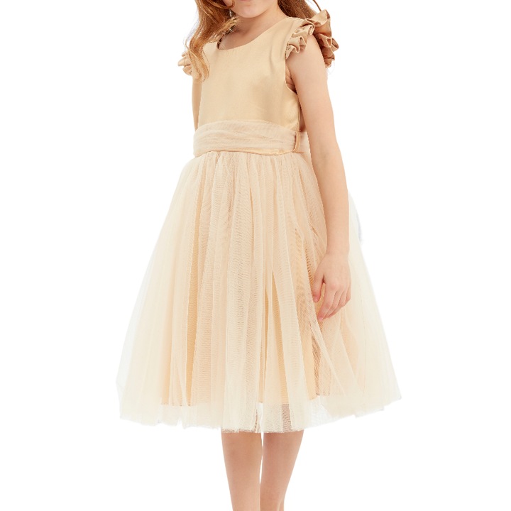 Elegáns arany ruha kislányoknak – Violette, hercegnős dizájn finom tüllből és finom részletekkel, ideális különleges alkalmakra