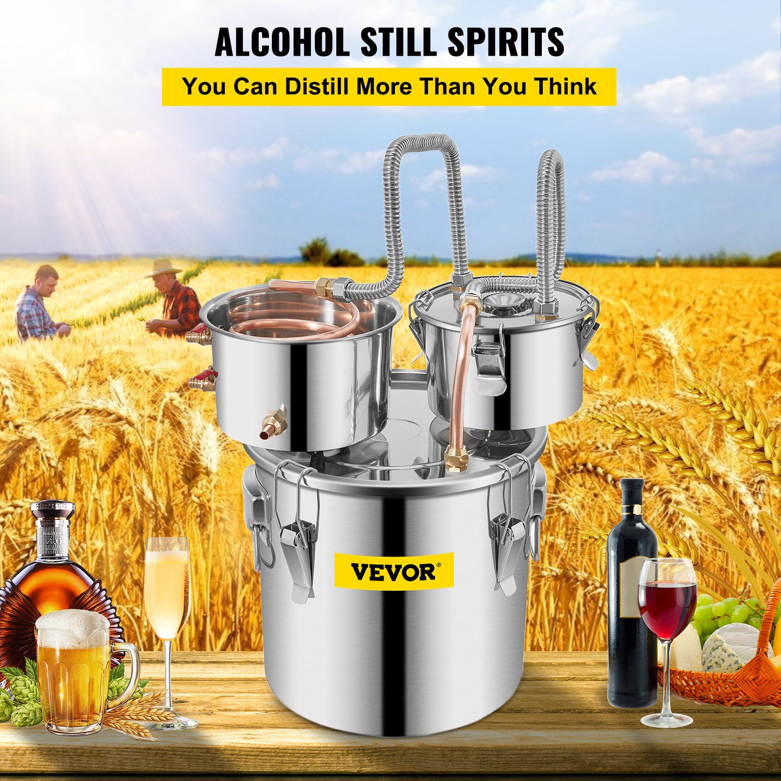 Дестилатор за вода, Vevor, 30L, 220V, двойна температура, неръждаема ...