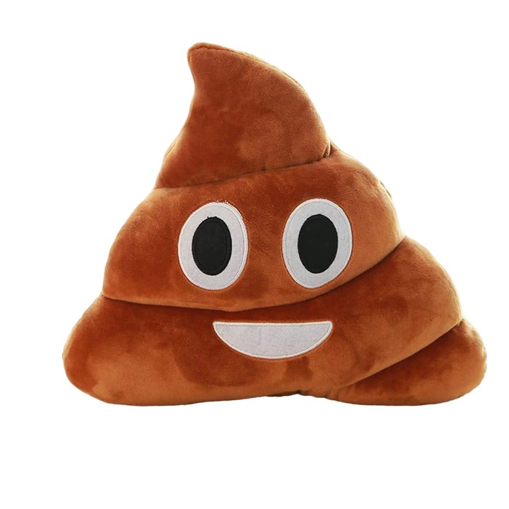 Emoji párna, longziming, vatelin, 48x48 cm, barna