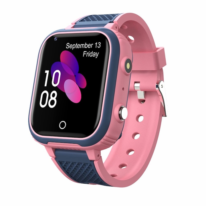 Ceas smartwatch copii GPS 4G, Olivfant™ LT21, cu localizare GPS, WIFI, buton SOS, camera foto frontala, functie telefon, monitorizare spion, Roz