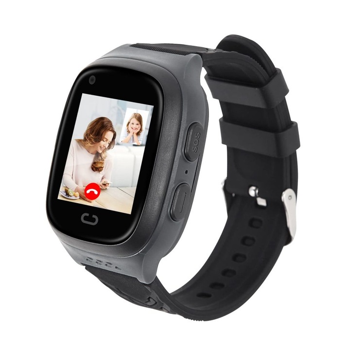 Детски смарт часовник, Olivfant, GPS, водоустойчив, двупосочен звук, черен
