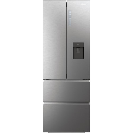 Combina frigorifica Haier HFR7720DWMP, 477 litri, No Frost, Air Surround, Humidity Zone, My Zone, Dozator apa, SuperCooling, SuperFreezing, Raft sticle ,Clasa D, H 201 cm, Inox