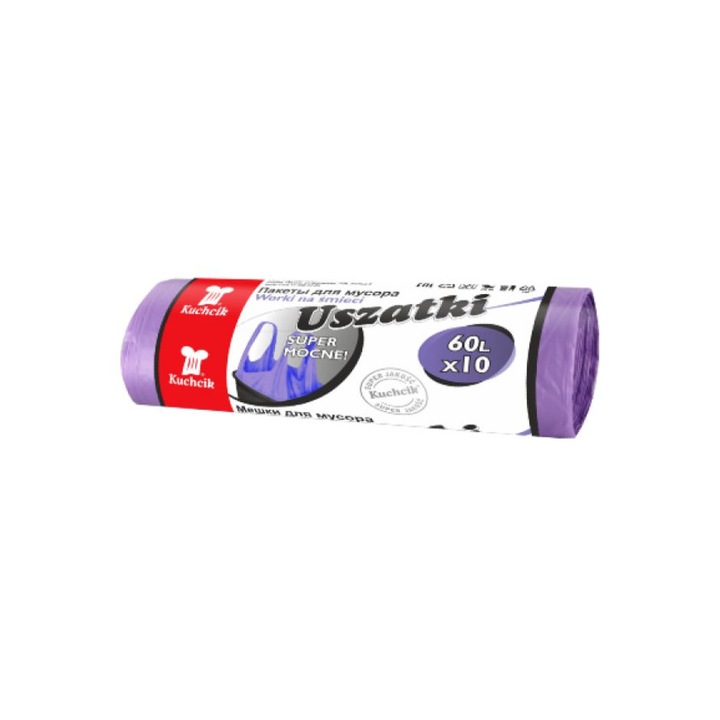Saci menajeri, 60l, violet, 10 buc, tip sacosa cu manere