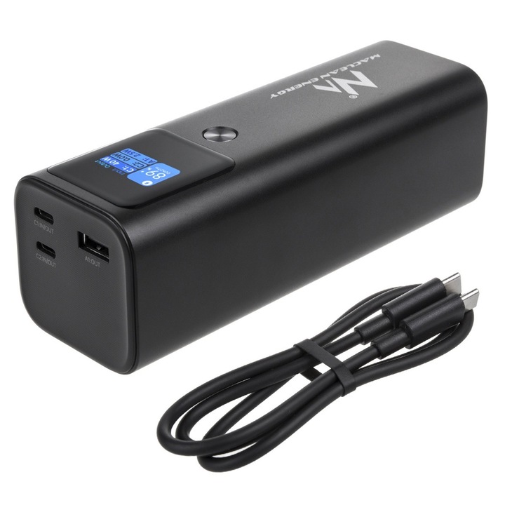 Külső akkumulátor MCE335, 140 W, fekete, 2 x USB Type-C, gyorstöltés