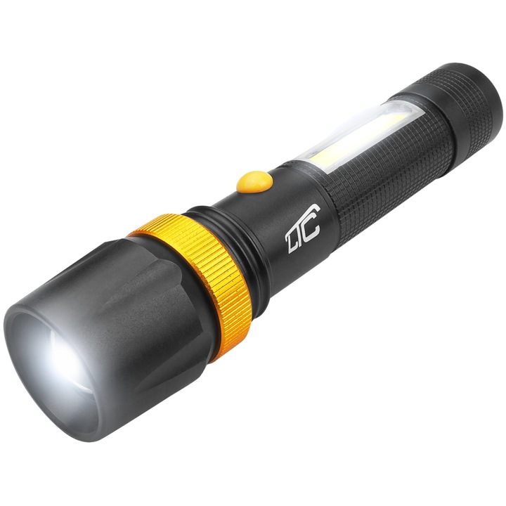 Фенер, LTC, LED, microUSB батерия, 6800MAH, алуминий, черен
