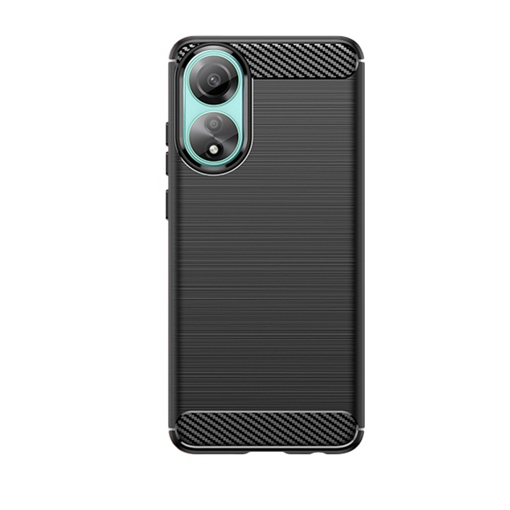 Карбонов калъф за телефон, съвместим с Oppo A78 4G, брониран удароустойчив G-Tech, матово покритие, черен