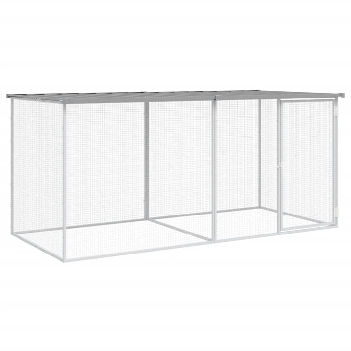 Cotet pui vidaXL, cu acoperis gri deschis 203x98x90 cm otel galvanizat, 16.15 kg