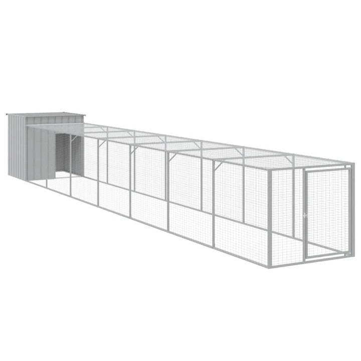 Клетка за пилета с волиера vidaXL, светлосива, 110x813x110 см, стомана,35.95 kg
