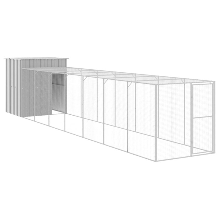 Cotet pui vidaXL, cu incinta gri deschis 165x863x181 cm otel galvanizat, 72.02 kg