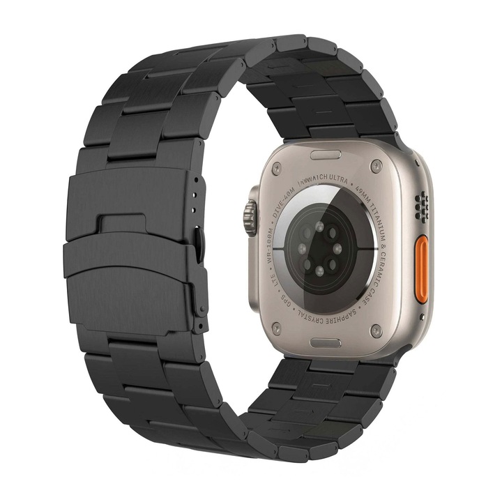 Sikai láncszemes "titánium" óraszíj - Apple Watch Ultra 2 49 mm, fekete színű