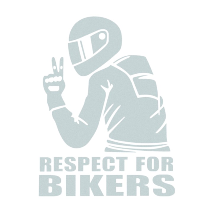 Sticker auto - Respect for bikers 10x5cm Alb