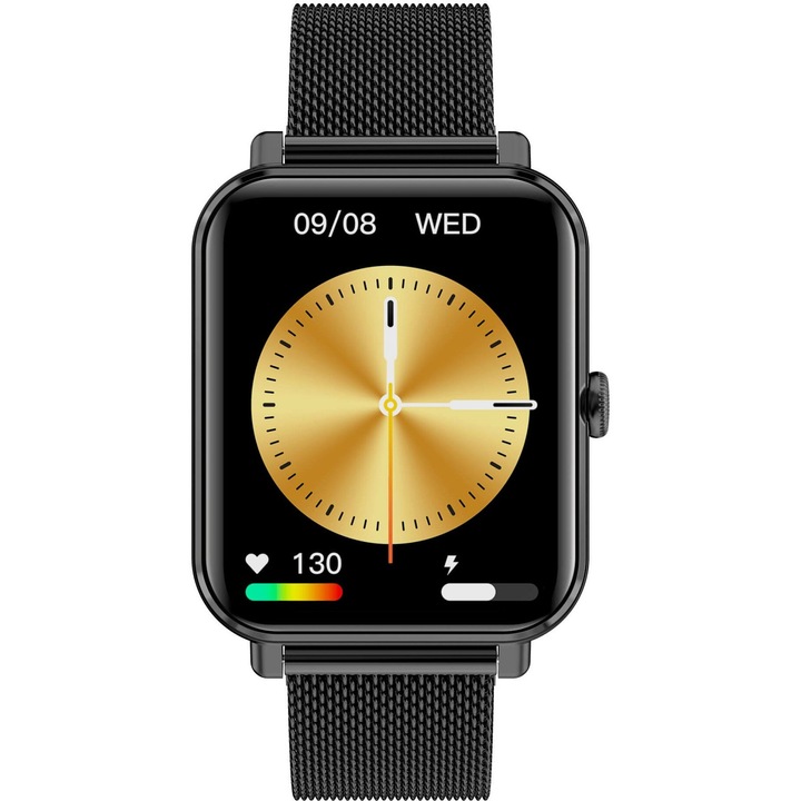 Мъжки часовник, Garett, стъкло/неръждаема стомана, черен