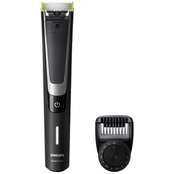 Aparat hibrid de barbierit si tuns barba Philips OneBlade Pro QP6510/20, Pieptene de precizie cu 12 lungimi, Acumulatori, Negru Aparat hibrid de barbierit si tuns barba Philips OneBlade Pro QP6510/20, Pieptene de precizie cu 12 lungimi, Acumulatori, Negru