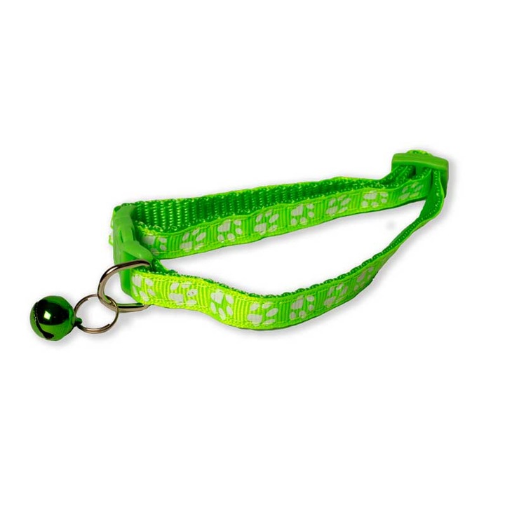 Zgarda Paws pentru pisici, Sarsaila, neon, 17-33 cm