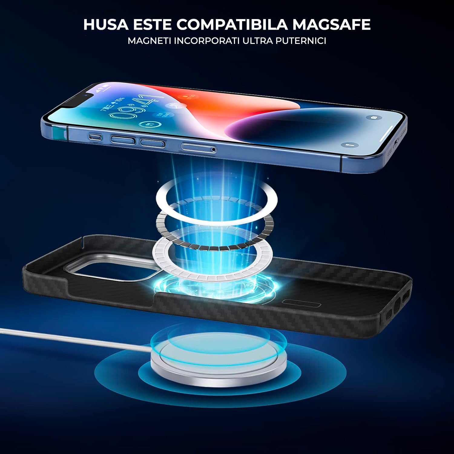 Husa Premium din fibra de aramida/kevlar pentru iPhone 15 Pro Max, Protectie Importriva socurilor, Protectie Camera, Negru