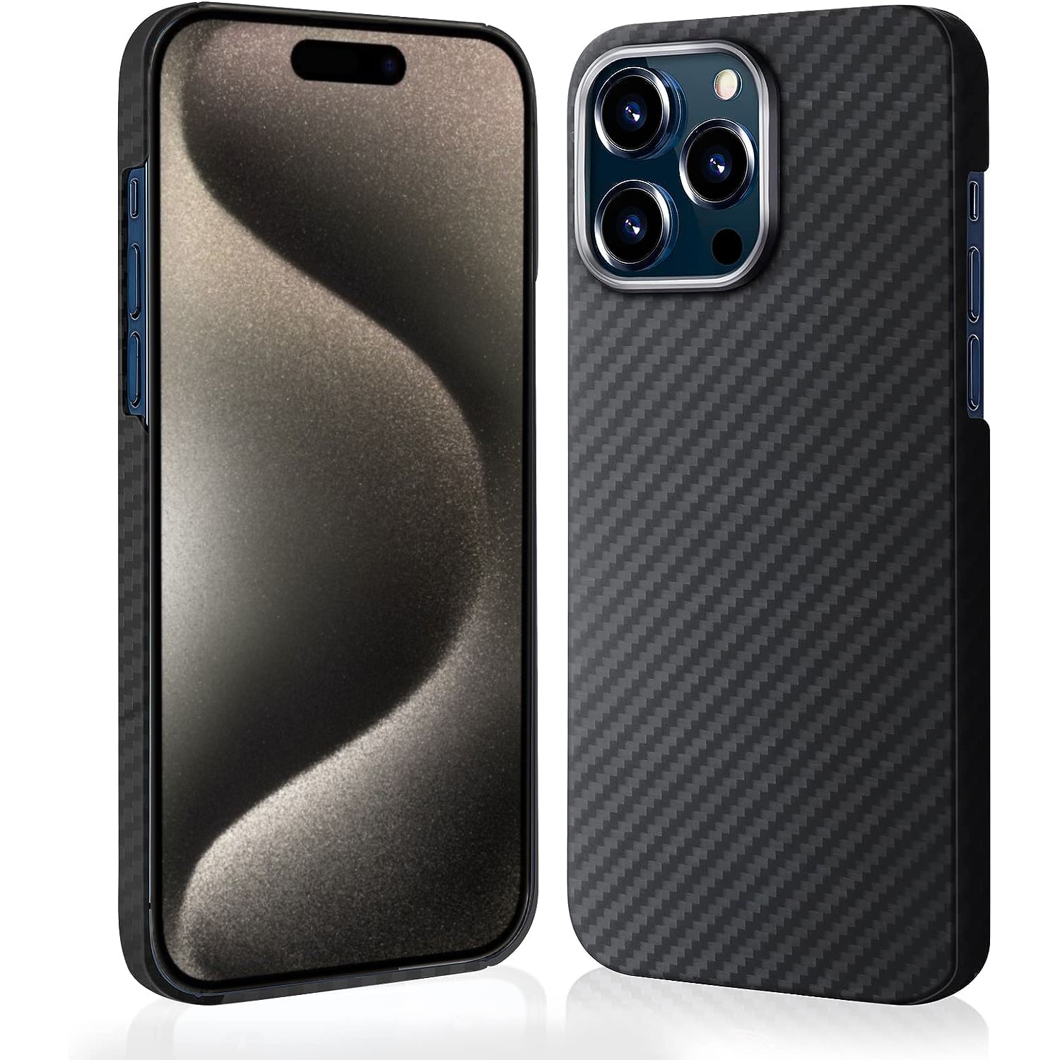 Husa Premium din fibra de aramida/kevlar pentru iPhone 15 Pro Max, Protectie Importriva socurilor, Protectie Camera, Negru