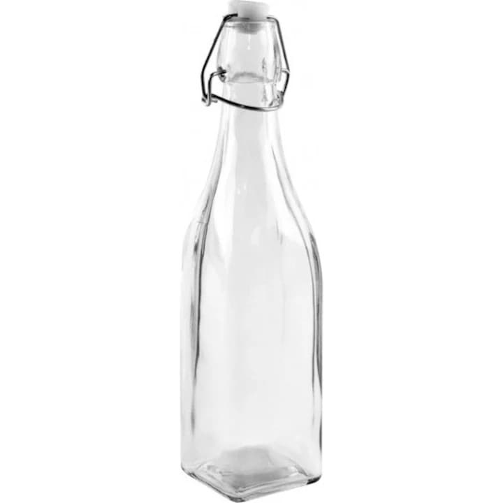 Стъклена бутилка със запушалка, Orion, 1 л, Прозрачна