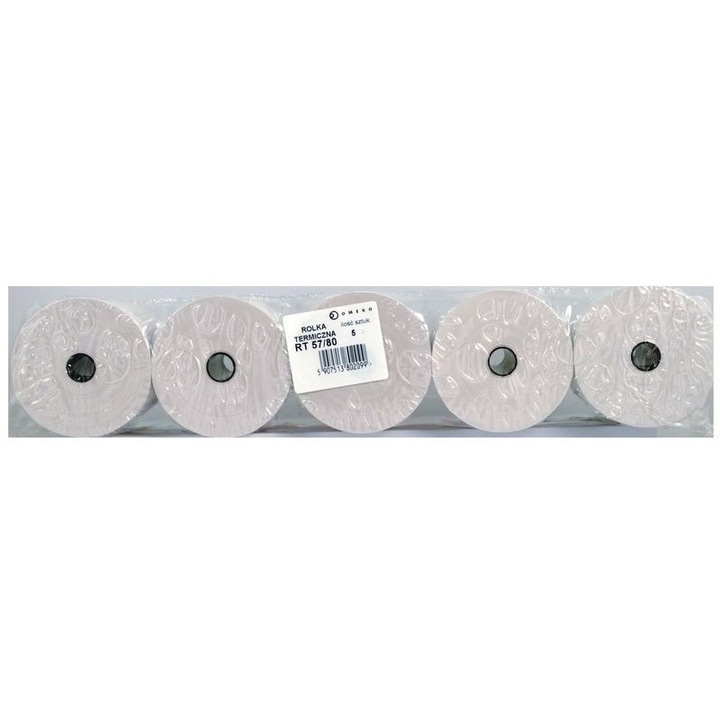 Set 5 role termice, Omeko, 57 mm x 80 m, Alb