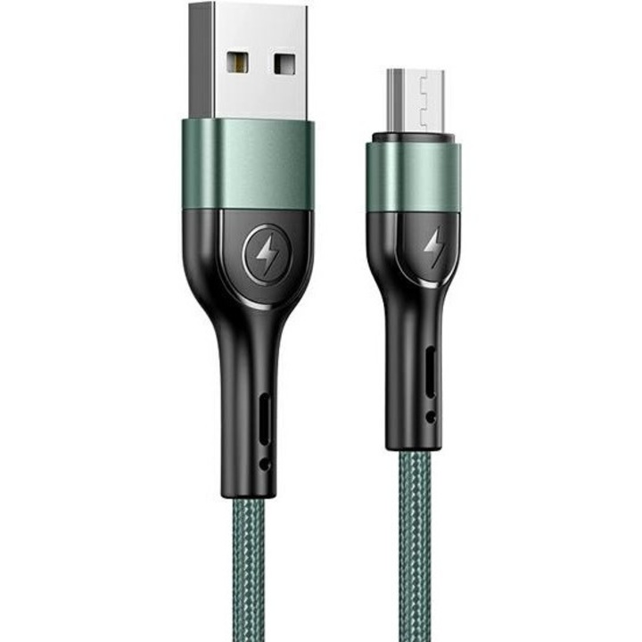 Cablu, Usams, Nylon, Micro USB, 1 m, Verde