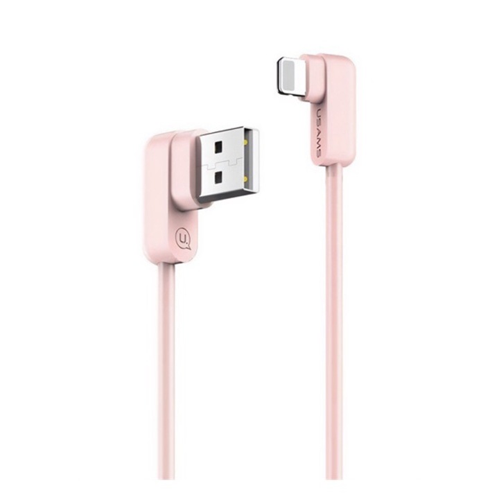 USAMS U-flow ferde Lightning kábel 1.2m 2A IPUSBCY03 (US-SJ165) rózsaszín