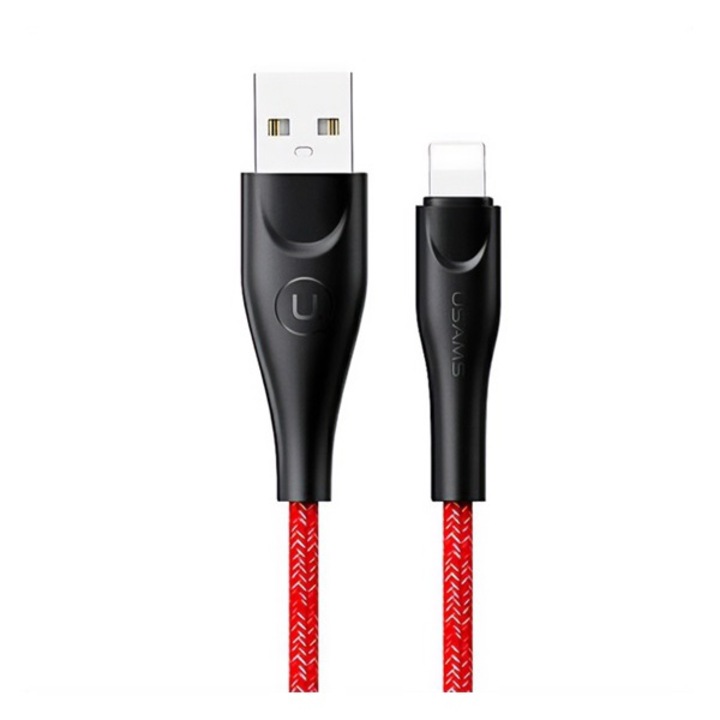 USAMS fonott kábel U41 lightning 2m 2A SJ394USB02 (US-SJ394) Gyors Töltés piros