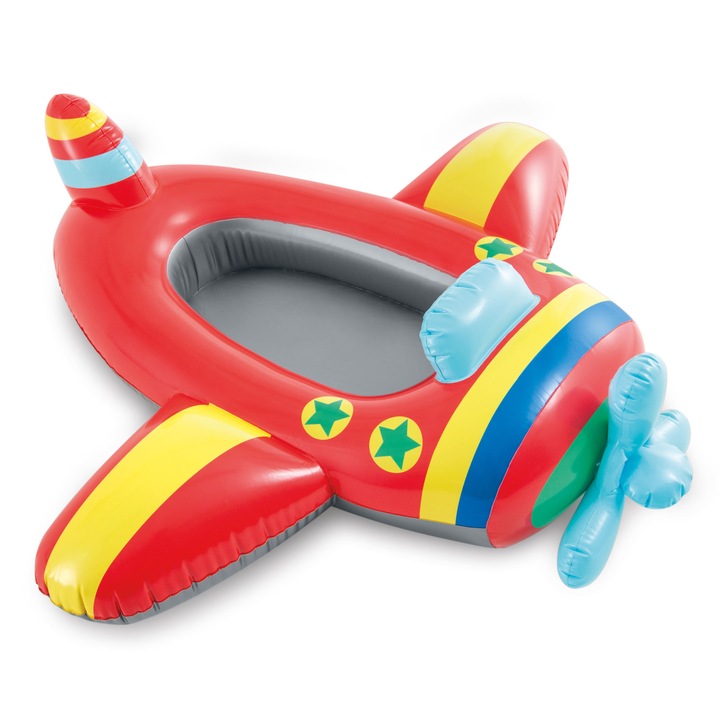 Felfújható matrac gyerekeknek, Intex, Repülőmodell, PVC, 119 x 114 cm, Többszínű