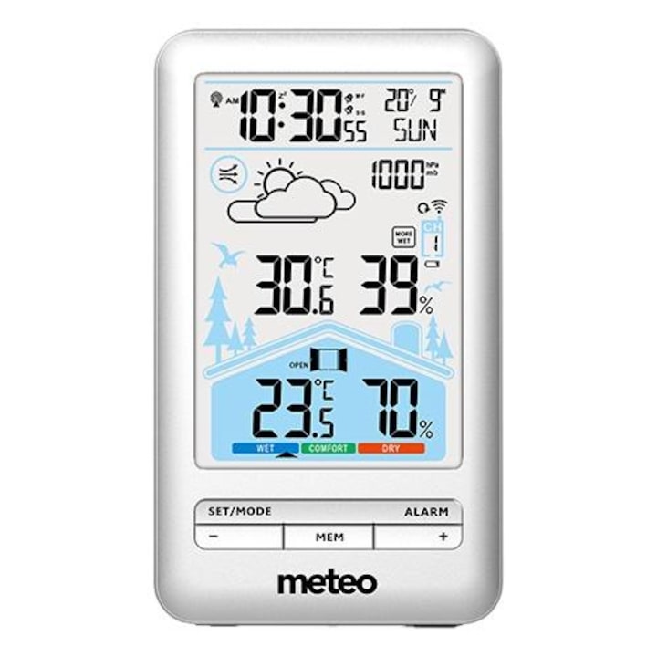 Метеорологична станция, METEO, 14,5x8,5x4,5 см, Бяла
