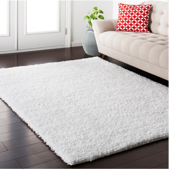 Пухкав правоъгълен килим, Fantasy Carpet 12500, Бял, 200 x 300