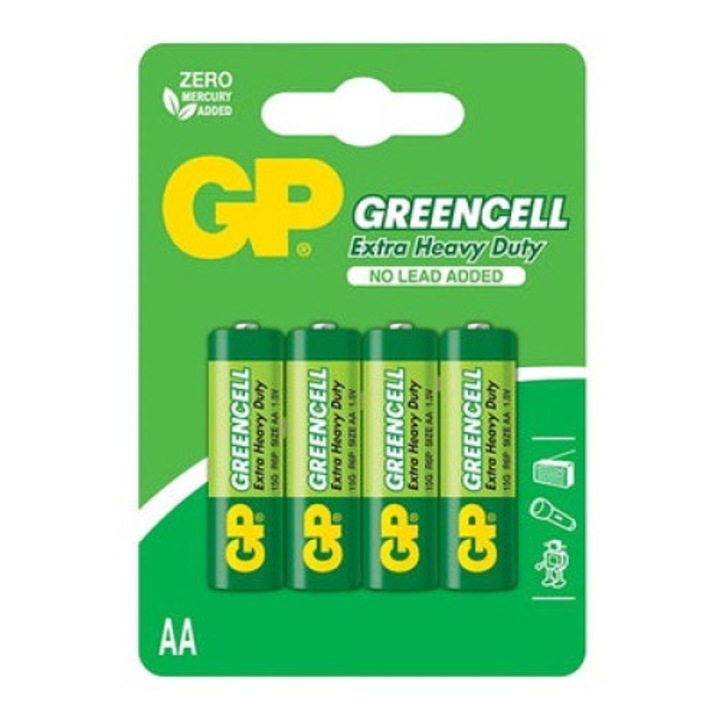 4 Baterii GREENCELL, GP Battery, 1.5V, R6, Verde
