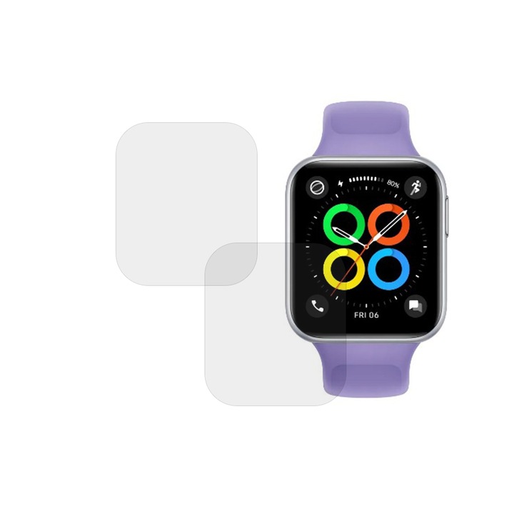 Set 2 x Folie compatibila cu Oppo Watch 3, InvisiFlex Full Glue, Silicon hydrogel regenerabil, Anti soc si anti spargeri, SlimLine NanoShield, Transparenta